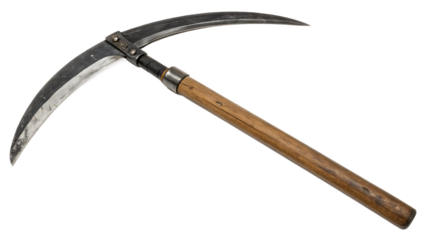 Grim Reaper's tool the tactical role of the war sickle cut out on PNG. AI GENERATED.
