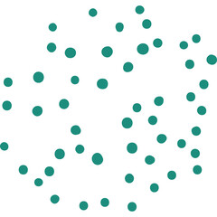 Teal green dots scattered across a transparent background creating a abstract pattern and design element.