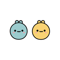 Adorable minimalistic cartoon illustration featuring charming rounded characters