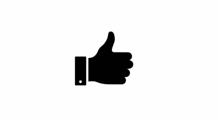 Black and White Thumbs Up Icon, Demonstrating Approval and Positive Feedback
