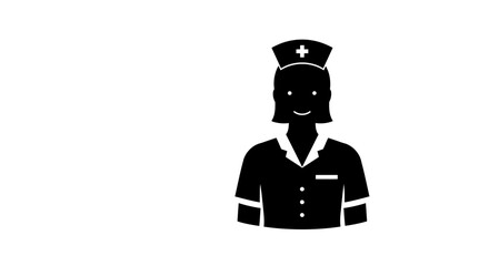 Black and white graphic of a nurse symbol for healthcare and medicine services