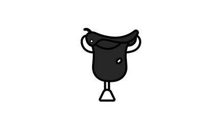Black horse riding saddle icon illustration on white background minimalistic style