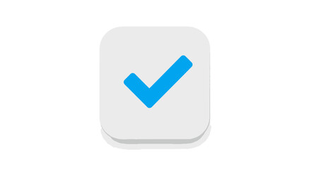 Blue check mark on white rounded square representing approval and completion