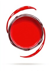 Red paint in a container, swirls around