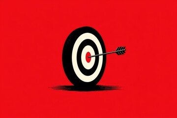 Bullseye target with arrow; red background