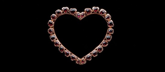 Heart-shaped frame of dark red gemstones