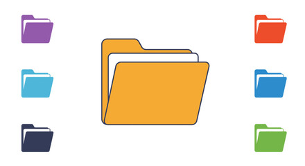 Colorful Folder Icons for File Management and Data Organization with Efficient Design