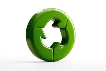 3D rendered green circular recycling symbol
