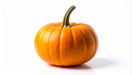 Obraz premium A single, perfectly smooth orange pumpkin, isolated on a pure white background.