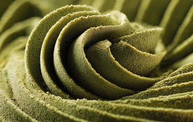 Close-up of swirled, pale green frozen dessert