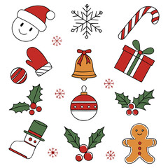 Colorful Christmas Decoration Elements for Holiday Projects