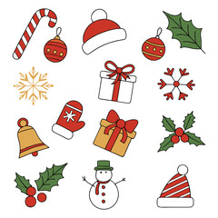 Merry Christmas Vector Set with Decorations
