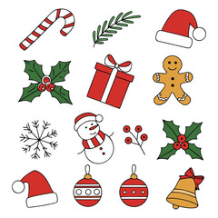 Colorful Christmas Decoration Elements for Holiday Projects