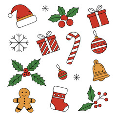 Hand Drawn Christmas Elements Collection – Holiday Vector Art