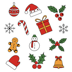 Merry Christmas Vector Set with Decorations