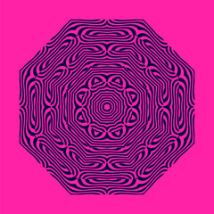 Symmetrical composition of wavy lines. Abstract element for design. Vector illustration. A pattern of deformed stripes. Modern graphic design.