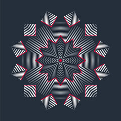 Symmetrical composition of geometric shapes. Abstract element for design. Vector illustration in a flat style with simple shapes.