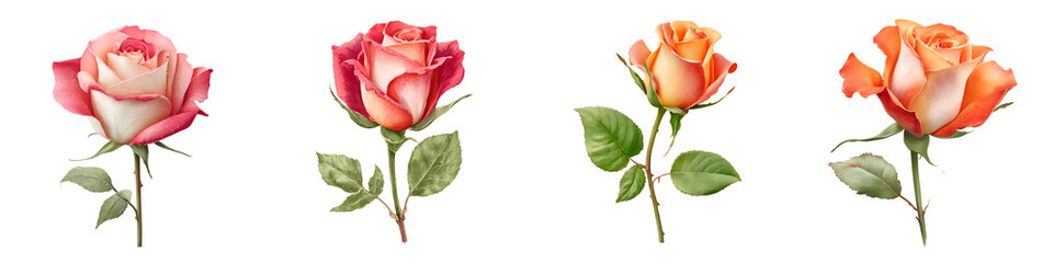 Obraz premium Watercolor Rose Set: Elegant Floral Illustrations