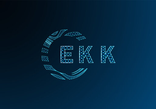 EKK low poly letter logo vector design. EKK lower poly logo design. EKK unique low poly logo design.