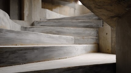 Obraz premium Set of concrete stairs in an old, dilapidated building. the stairs are made of concrete and appear to be old and weathered, with some areas of the stairs appearing to be cracked and peeling.
