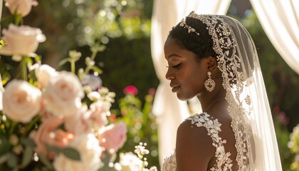 Bridal Beauty A Bride's Moment of Reflection Outdoors