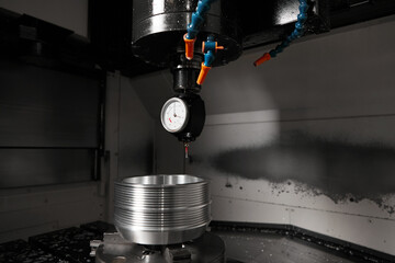 3d tester for workpiece dimension inspection checking quality control process of cnc edm metal cut machine.