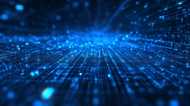 Abstract blue background, data flow animation, cloud storage concept, server infrastructure, network grid, digital particles, light trails, futuristic design, technological innovation, information