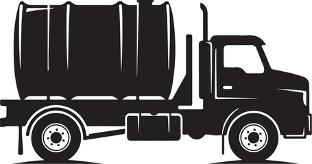 PrintSilhouette of a dark blue tanker truck on a white background