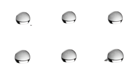 Water droplets glistening, showing surface tension, crystal clear, and pure for hydration or science concepts to use in advertising or design