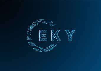 EKY low poly letter logo vector design. EKY lower poly logo design. EKY unique low poly logo design.