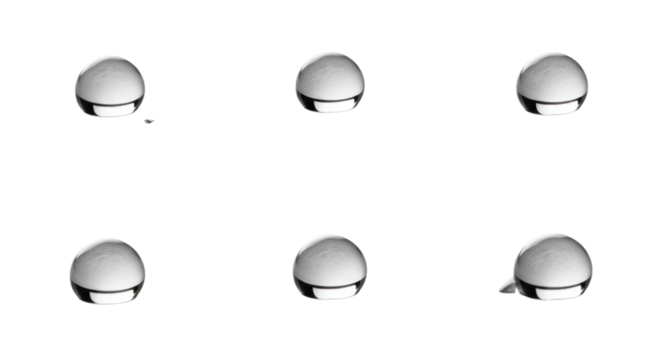 Water droplets glistening, showing surface tension, crystal clear, and pure for hydration or science concepts to use in advertising or design