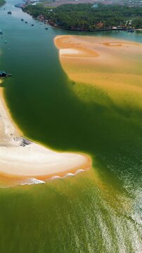 Aerial View of Goa Coastline with Mobor, Betul and Cavelossim Beaches along the Arabian Sea, India, Goa, Goa beach, Aerial beach, 4k reel content