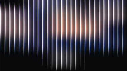 Elegant abstract minimalist geometric glass striped background. Metallic surface with black neon gradient light. Modern Ribbed glass wallpaper for business, web, poster, background