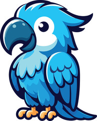Blue Parrot Stands Tall with Beak Bold and Feathers Bright
