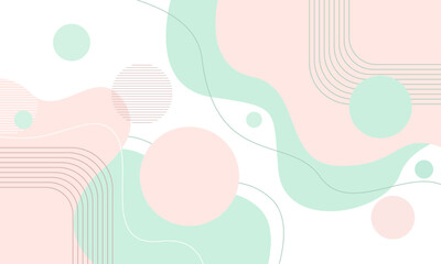 Abstract Pastel Composition with Geometric Shapes and Soft Lines.