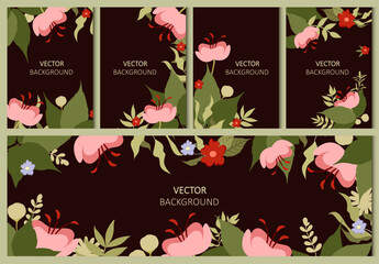 A set of beautiful floral posters. A vector for flyers, postcards, design, social media, and advertising.