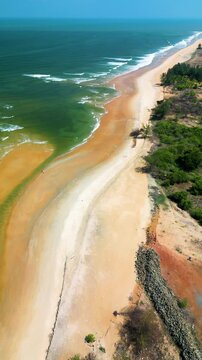 Aerial View of Goa Coastline with Mobor, Betul and Cavelossim Beaches along the Arabian Sea, India, Goa, Goa beach, Aerial beach, 4k reel content