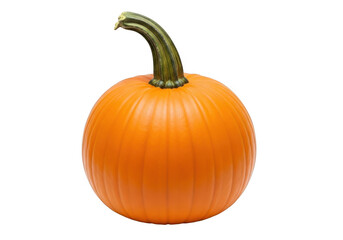 Obraz premium Vibrant orange pumpkin with a sturdy green stem isolated on transparent background, perfect for autumn harvest and halloween decorations
