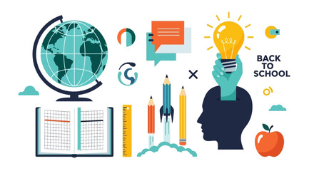 Back to School Educational Elements A Colorful Vector Illustration of Learning and Knowledge