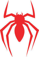 Striking Red Spider Symbol Icon - Minimalist Arachnid Graphic