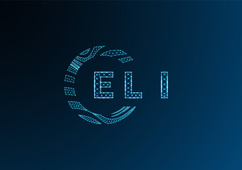 ELI low poly letter logo vector design. ELI lower poly logo design. ELI unique low poly logo design.