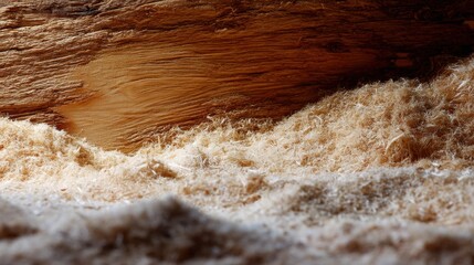 Close-up of a piece of wood with a rough texture. the wood appears to be old and weathered, with visible cracks and knots in the surface.