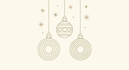 Elegant Christmas Ornament Illustration Festive Holiday Season Background with Golden Decorations