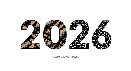 Happy New Year 2026 Typography - Festive Design for Greeting Cards, Posters, and Celebrations