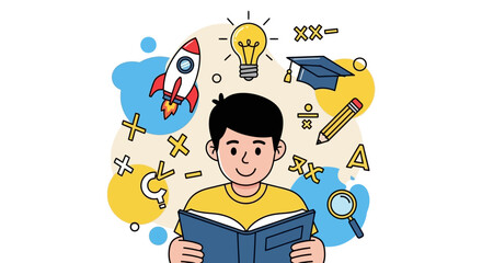 Enthusiastic Student Immersed in Learning Exploring Knowledge and Innovation