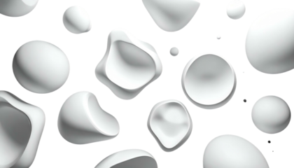 Abstract pattern of white, three-dimensional blobs against a solid black backdrop creates a modern, fluid visual