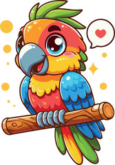 Loving Parrot Perched Proudly, Sharing Sparkles and Heartfelt Joy