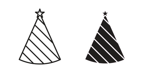 Birthday hat icons, vector symbols. filled flat sign
