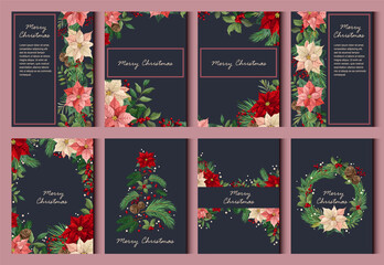 A set of colorful Christmas posters. Vector for flyers, postcards, design, social media.