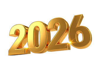 Golden 2026 year isolated on transparent background, a symbol of the upcoming new year, representing prosperity and success in the future
